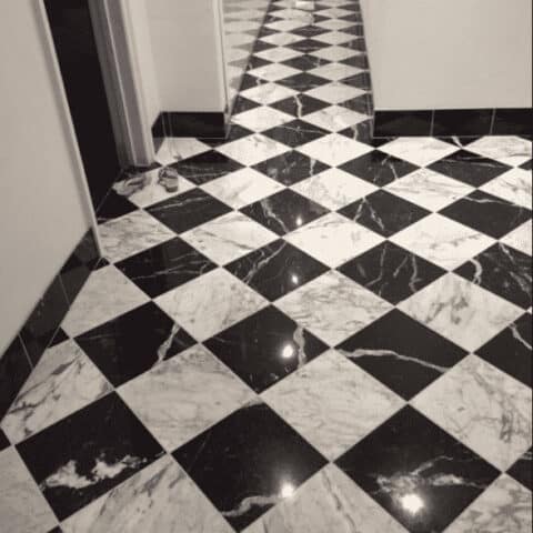 Nero Marquina & Calacatta Chequerboard - Authentic Stone