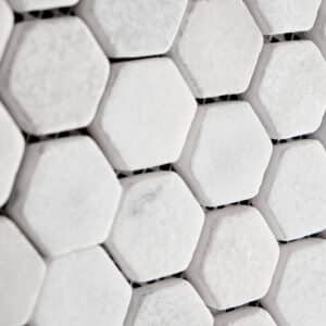 Calacatta Tumbled White Marble Hexagon Mosaics-3