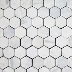 Calacatta Tumbled White Marble Hexagon Mosaics