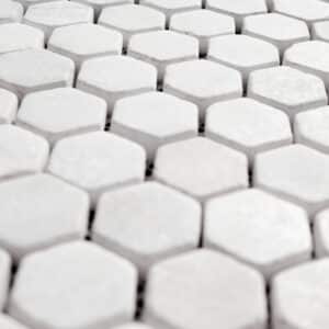 Calacatta Tumbled White Marble Hexagon Mosaics-4