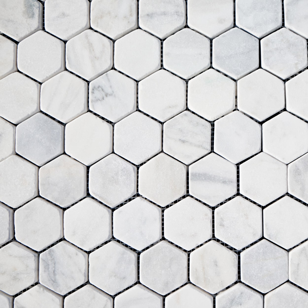 Calacatta Tumbled White Marble Hexagon Mosaics