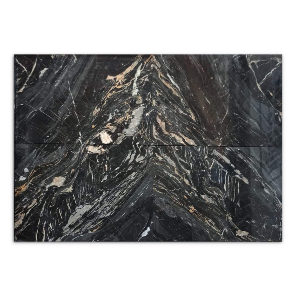 Nero Picasso Polished Marble Bookmatch Slab